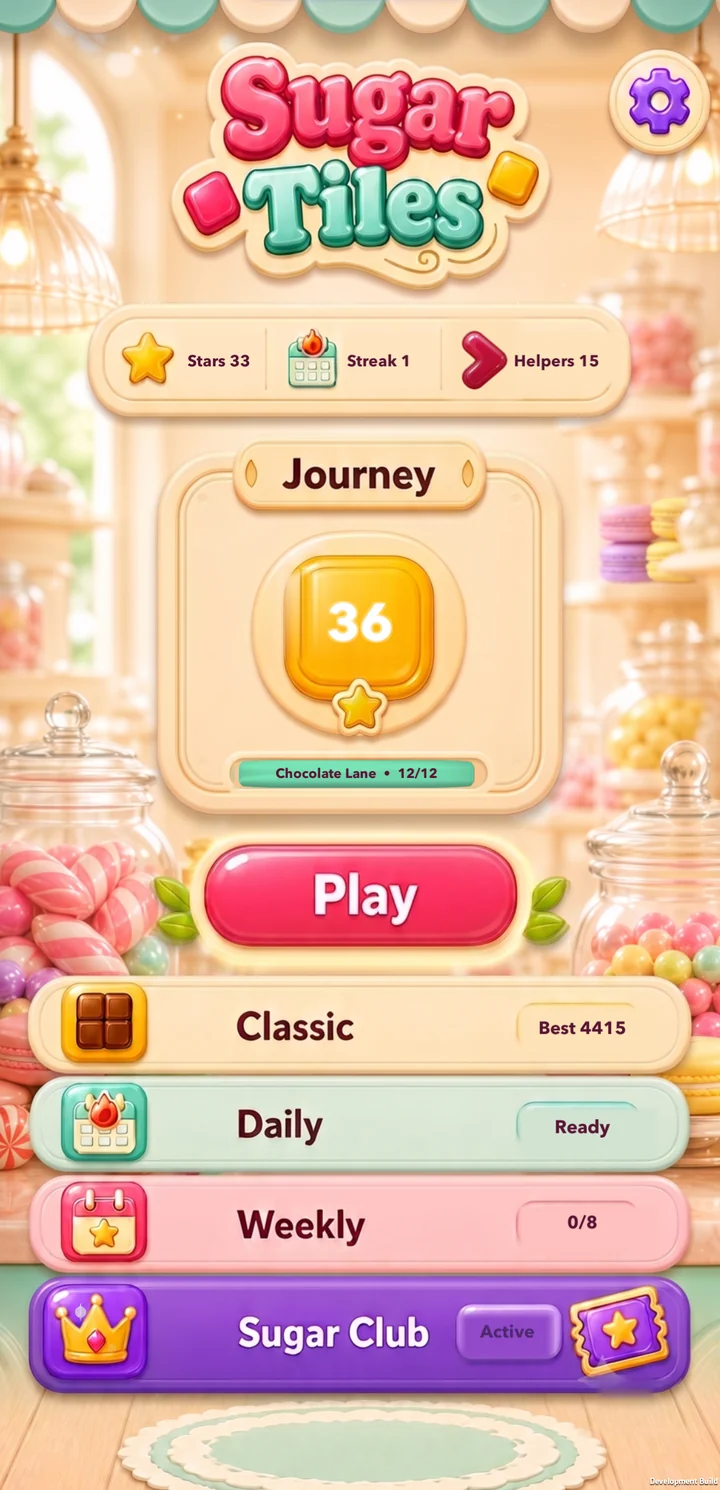 Sugar Tiles home screen